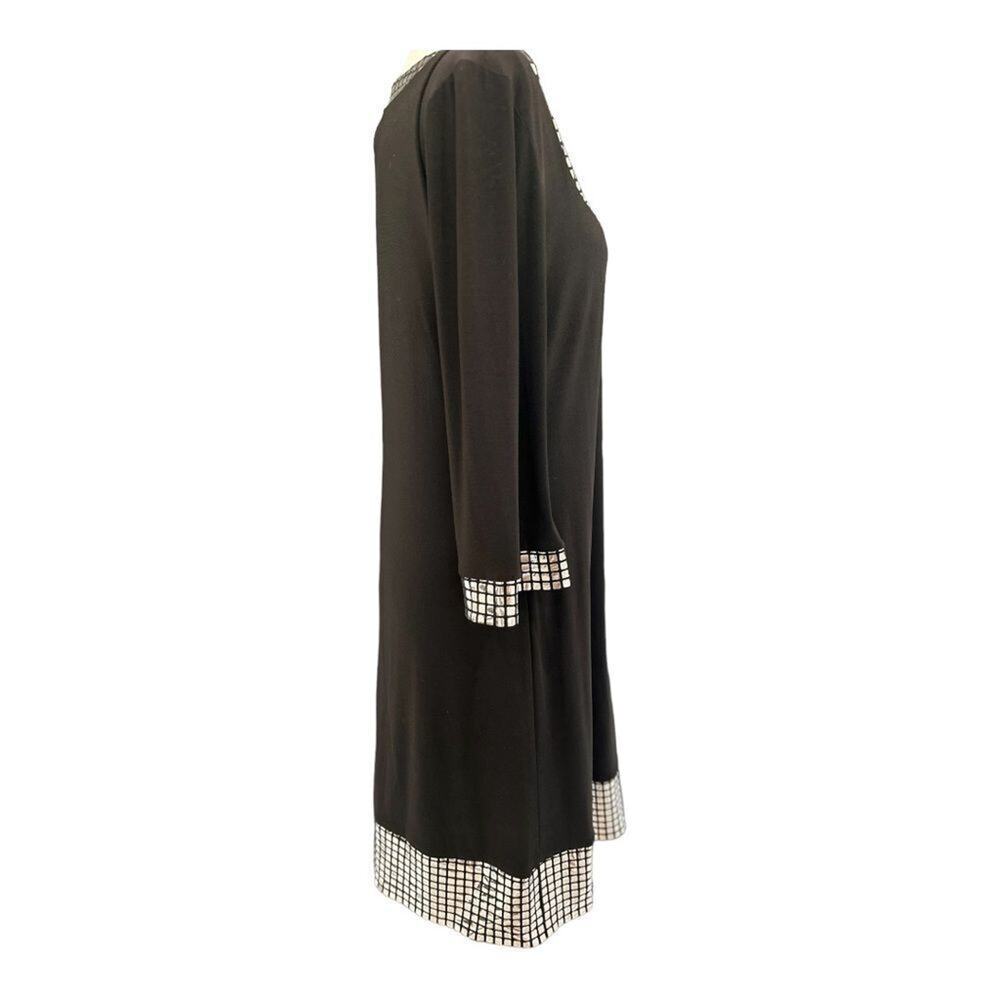 Tiana B - Embellished Black Cocktail Shift Dress with Silver Accent - Size Large - Picture 3 of 7